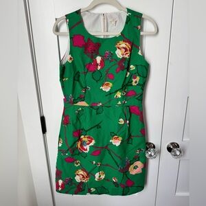 J. Crew Kelly Green Garden Party Floral Pleated Sleeveless Dress size 6